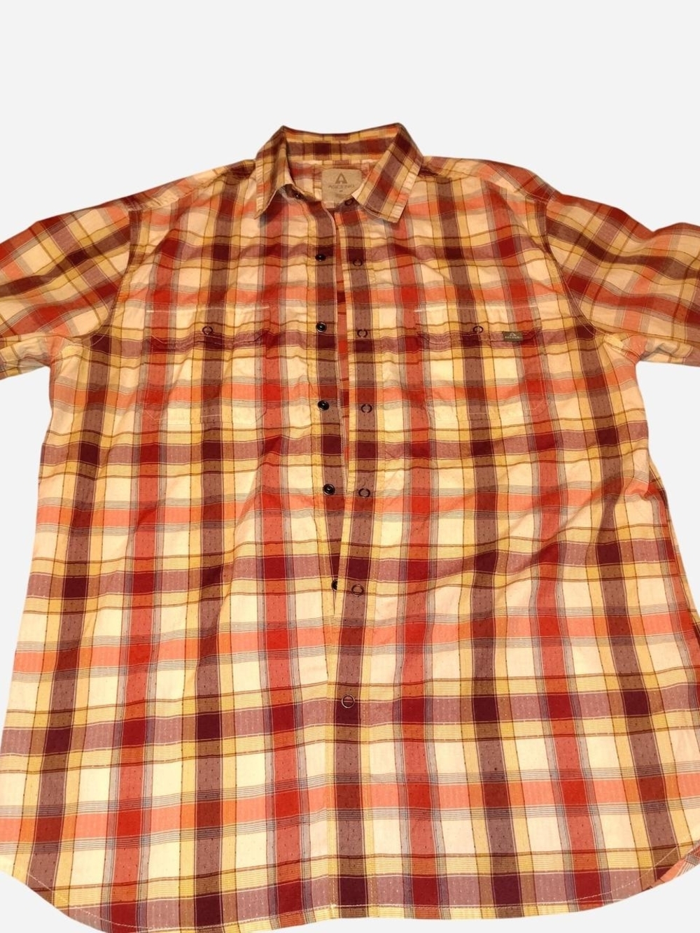 Ascend Men's Plaid Button-Down Shirt in Cream, Rust & Brown